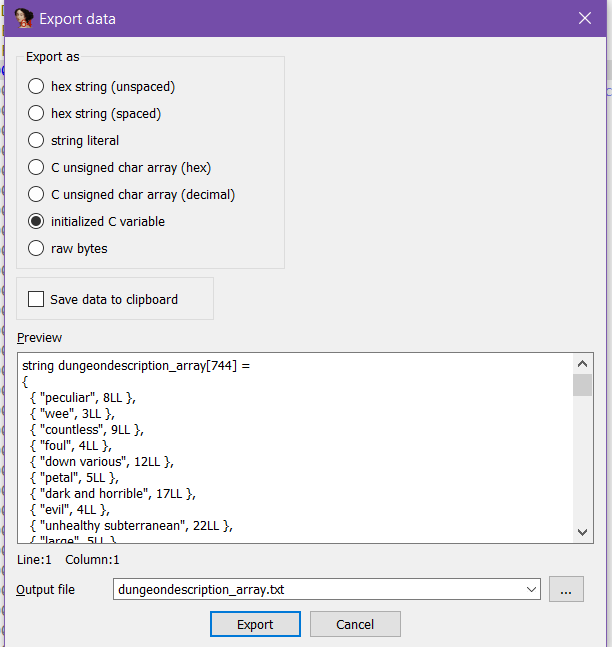 export data